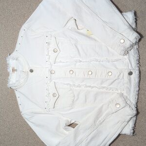NWT Reba White Frayed Edge Denim Jacket Size Medium